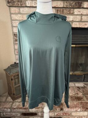 Carhartt Teal Hooded Long-Sleeve Performance Pullover